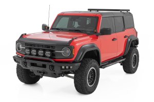 Ford Bronco Running Boards - Rough Country - AC2, Cab-Length, Integrated LED - Black; Amber/White LED - '21-'25